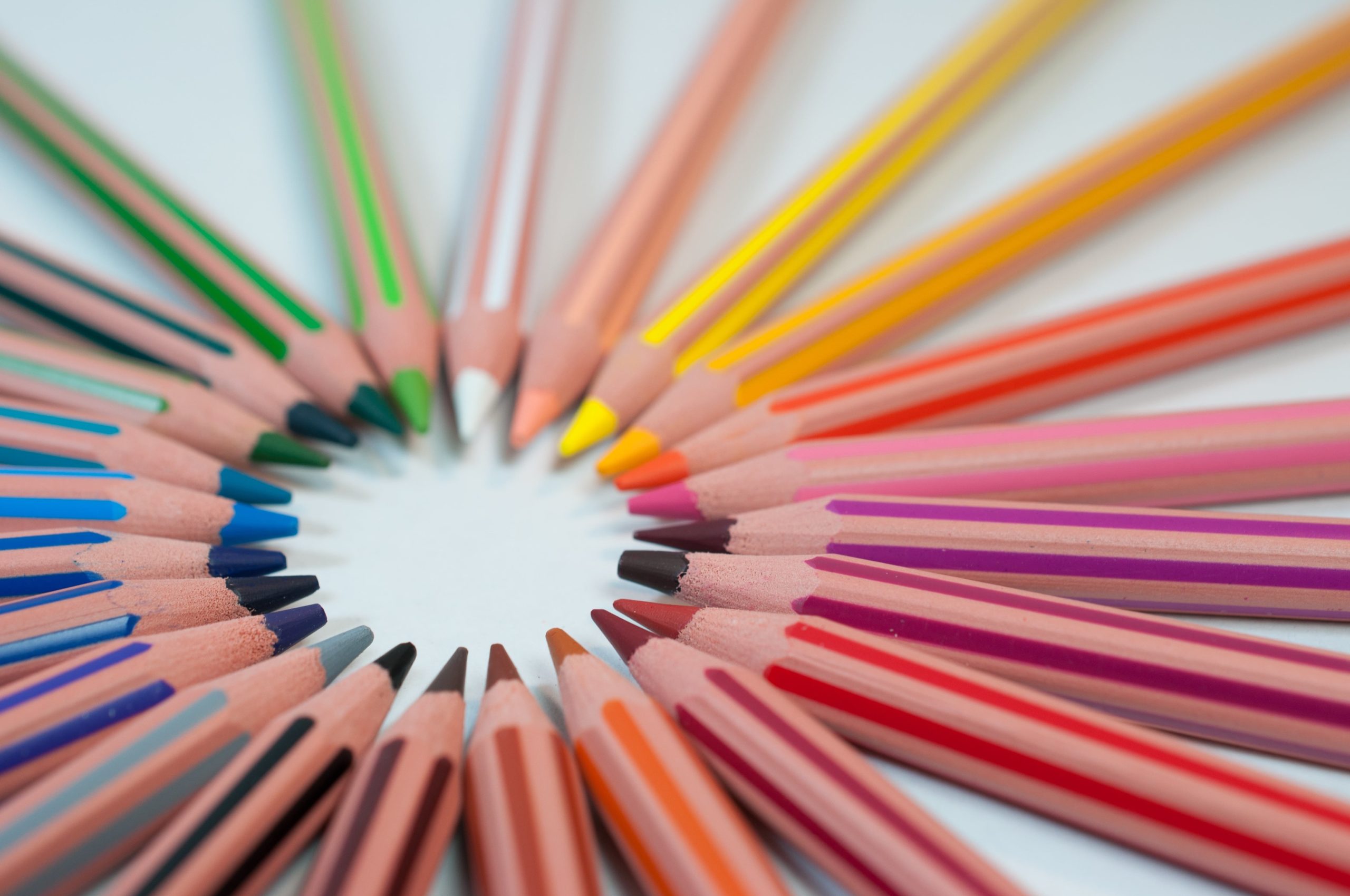 wheel of colored pencils.